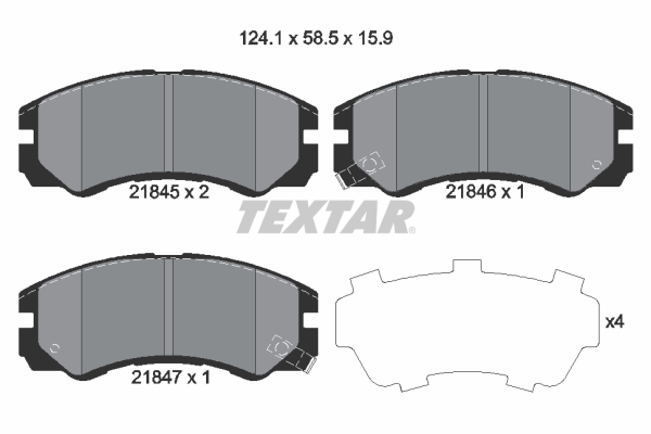 TEXTAR 2184501 Bremsbelagsatz, Scheibenbremse