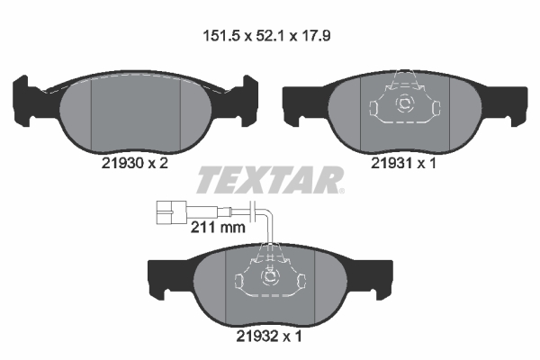 TEXTAR 2193002 Q+ Bremsbelagsatz, Scheibenbremse