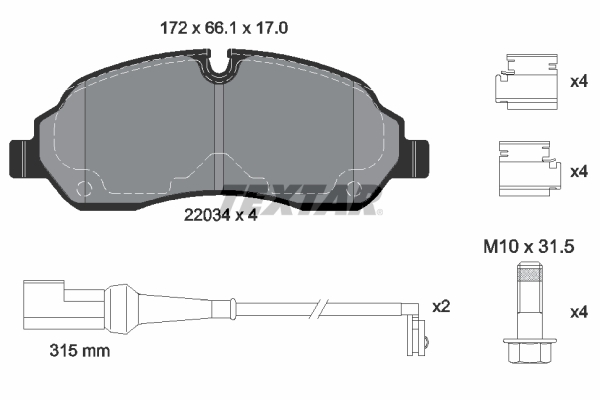TEXTAR 2203401 Q+ Bremsbelagsatz, Scheibenbremse