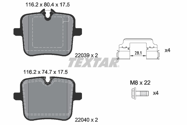 TEXTAR 2203901 Bremsbelagsatz, Scheibenbremse