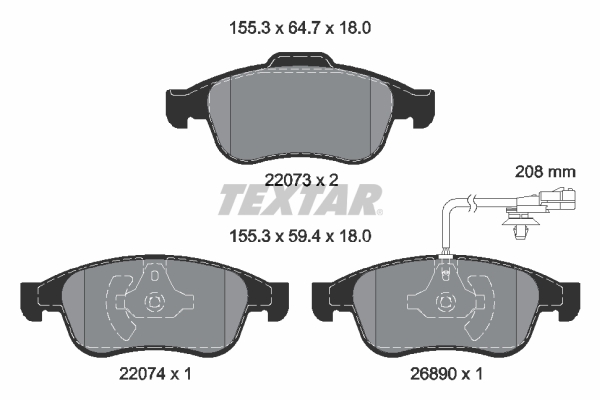 TEXTAR 2207301 Q+ Bremsbelagsatz, Scheibenbremse