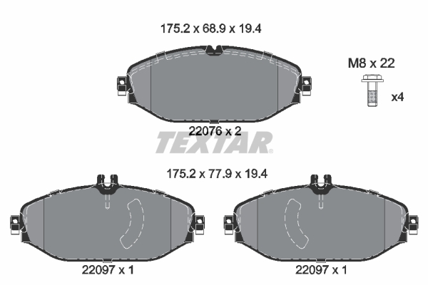 TEXTAR 2207601 Q+ Bremsbelagsatz, Scheibenbremse