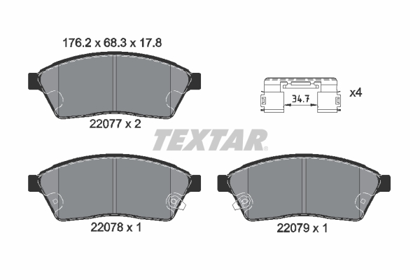 TEXTAR 2207701 Q+ Bremsbelagsatz, Scheibenbremse