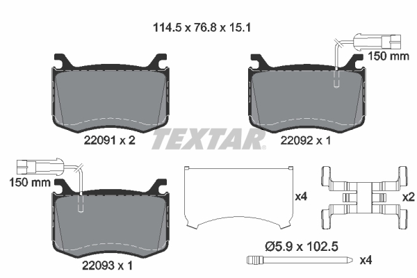 TEXTAR 2209101 Bremsbelagsatz, Scheibenbremse