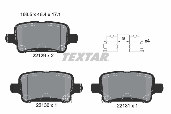 TEXTAR 2212901 Q+ Bremsbelagsatz, Scheibenbremse