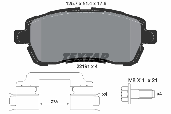 TEXTAR 2219103 Q+ Bremsbelagsatz, Scheibenbremse