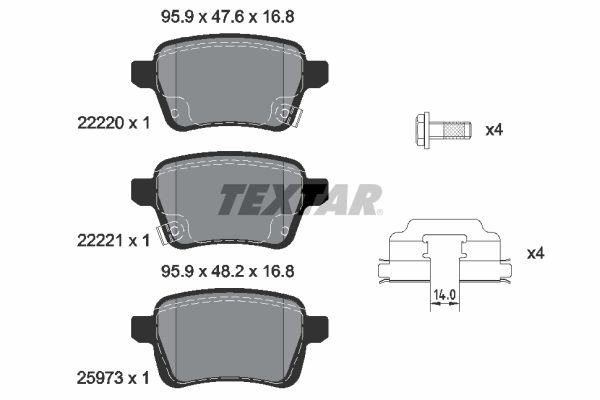 TEXTAR 2222001 Q+ Bremsbelagsatz, Scheibenbremse