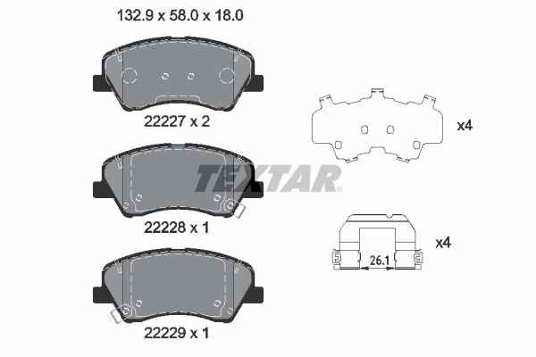 TEXTAR 2222701 Q+ Bremsbelagsatz, Scheibenbremse