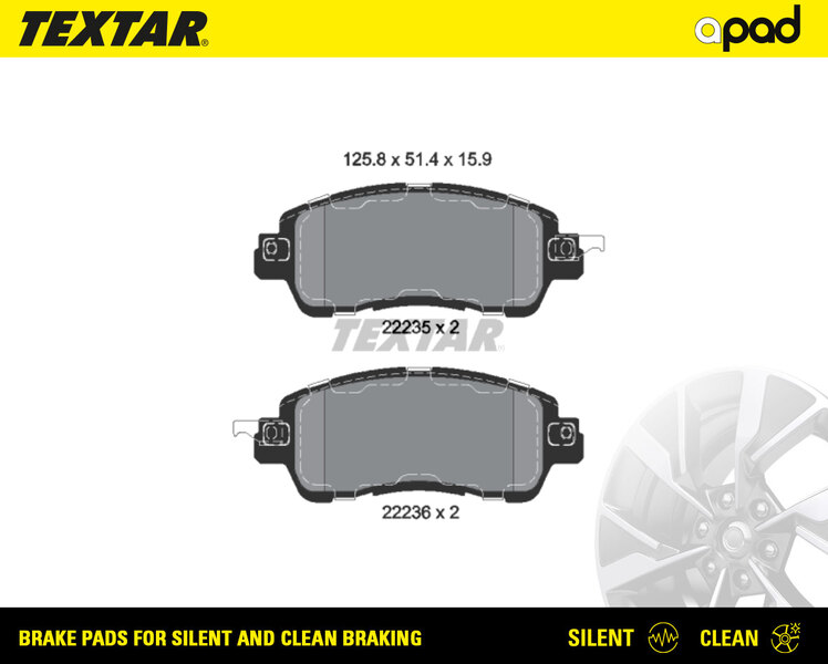 TEXTAR 2223501SC apad Bremsbelagsatz, Scheibenbremse