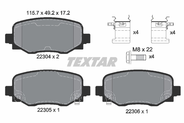 TEXTAR 2230401 Q+ Bremsbelagsatz, Scheibenbremse