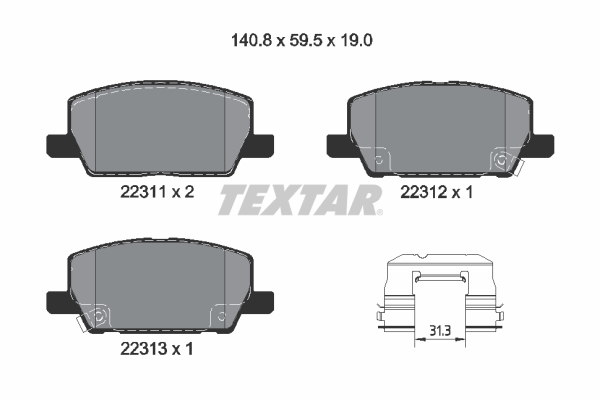 TEXTAR 2231102 Q+ Bremsbelagsatz, Scheibenbremse