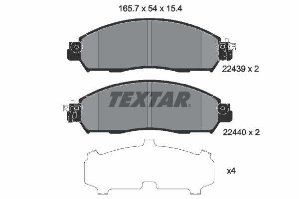 TEXTAR 2243903 Bremsbelagsatz, Scheibenbremse