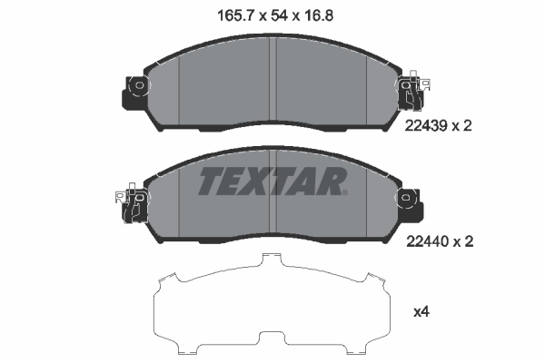 TEXTAR 2243901 Bremsbelagsatz, Scheibenbremse
