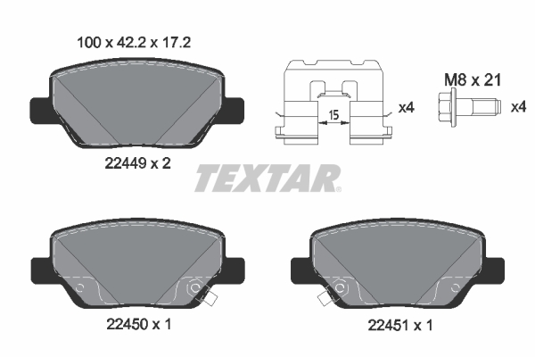 TEXTAR 2244901 Q+ Bremsbelagsatz, Scheibenbremse