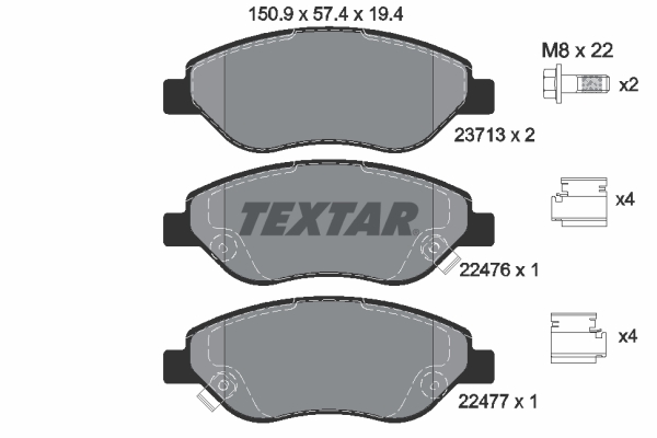 TEXTAR 2247601 Q+ Bremsbelagsatz, Scheibenbremse