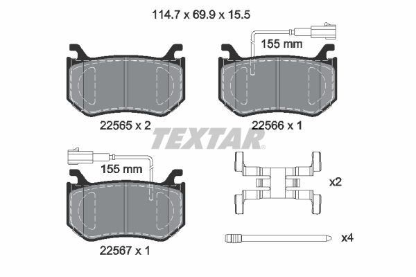 TEXTAR 2256501 Q+ Bremsbelagsatz, Scheibenbremse
