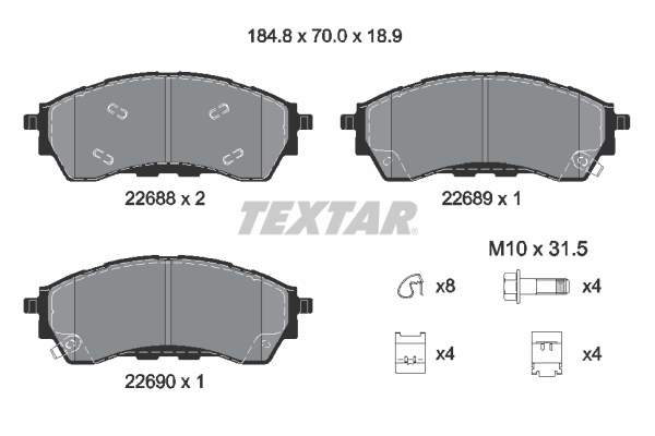 TEXTAR 2268801 Q+ Bremsbelagsatz, Scheibenbremse