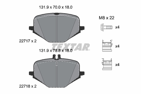 TEXTAR 2271701 Bremsbelagsatz, Scheibenbremse