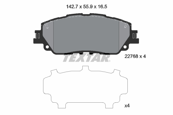 TEXTAR 2276801 fékbetétkészlet, tárcsafék DAIHATSU LEXUS SUZUKI TOYOTA TOYOTA (FAW) TOYOTA (GAC)