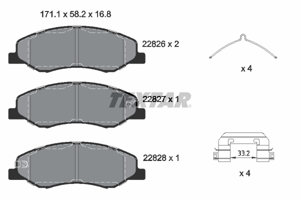 TEXTAR 2282601 Bremsbelagsatz, Scheibenbremse