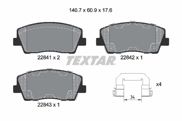 TEXTAR 2284101 Q+ Bremsbelagsatz, Scheibenbremse