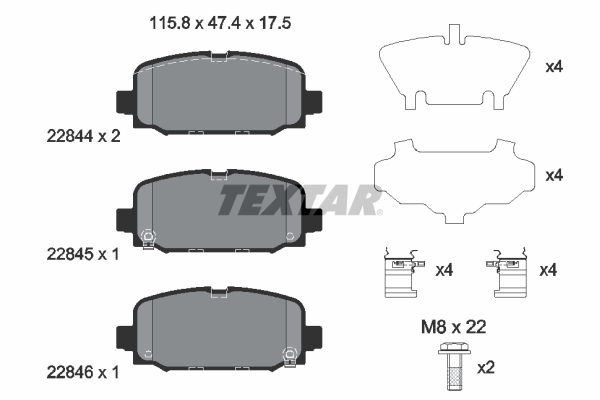 TEXTAR 2284401 Bremsbelagsatz, Scheibenbremse