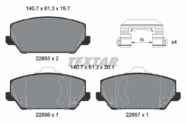 TEXTAR 2285501 Q+ Bremsbelagsatz, Scheibenbremse
