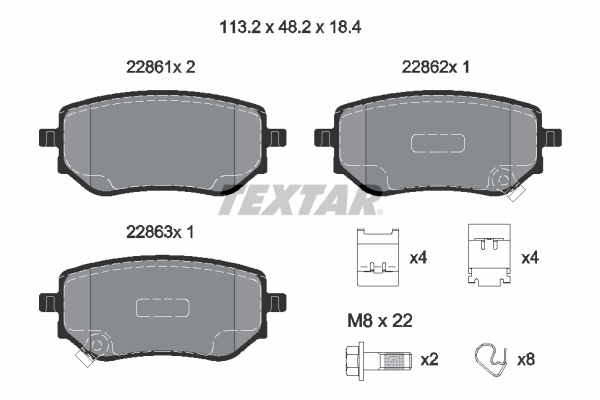 TEXTAR 2286101 Q+ Bremsbelagsatz, Scheibenbremse