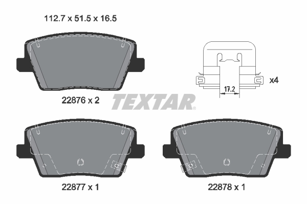 TEXTAR 2287601 Q+ Bremsbelagsatz, Scheibenbremse