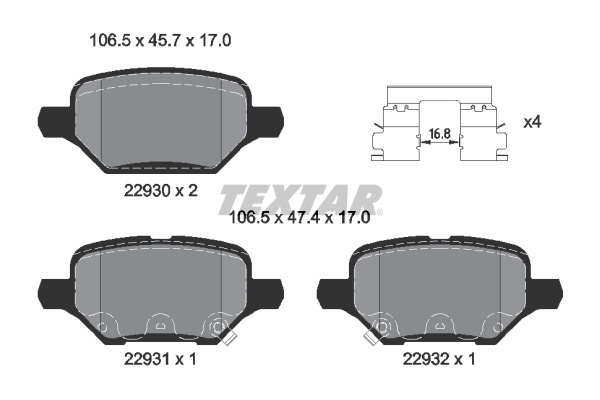 TEXTAR 2293001 Q+ Bremsbelagsatz, Scheibenbremse