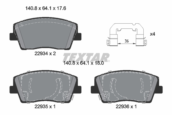 TEXTAR 2293401 Q+ Bremsbelagsatz, Scheibenbremse
