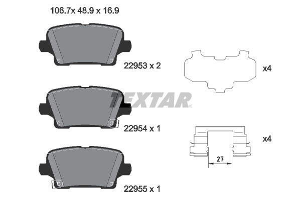 TEXTAR 2295301 Bremsbelagsatz, Scheibenbremse
