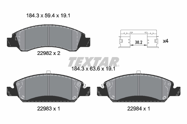 TEXTAR 2298201 Bremsbelagsatz, Scheibenbremse