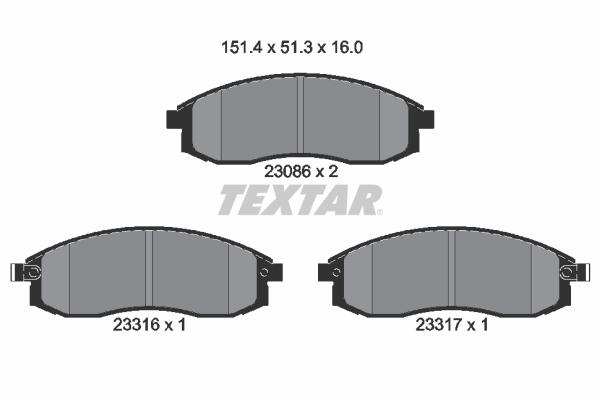 TEXTAR 2308602 Bremsbelagsatz, Scheibenbremse