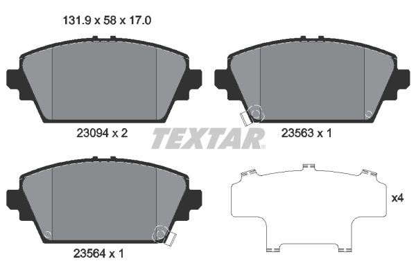 TEXTAR 2309401 Bremsbelagsatz, Scheibenbremse