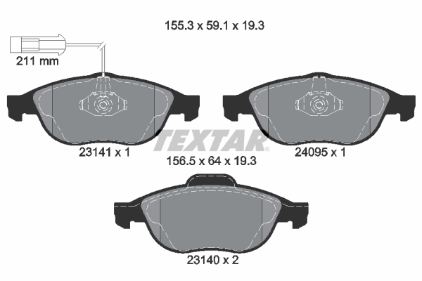 TEXTAR 2314101 Q+ Bremsbelagsatz, Scheibenbremse