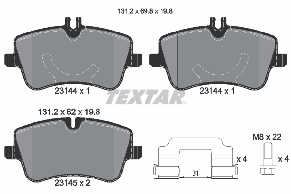 TEXTAR 2314481 epad Bremsbelagsatz, Scheibenbremse