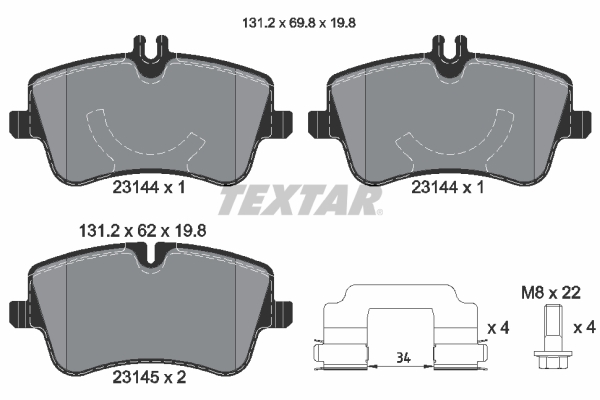 TEXTAR 2314482 epad Bremsbelagsatz, Scheibenbremse