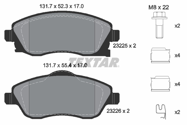 TEXTAR 2322501 Q+ Bremsbelagsatz, Scheibenbremse