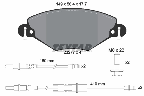 TEXTAR 2327701 Bremsbelagsatz, Scheibenbremse