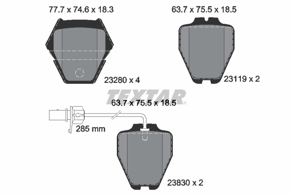 TEXTAR 2328001 Q+ Bremsbelagsatz, Scheibenbremse