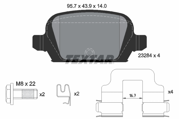 TEXTAR 2328404 Bremsbelagsatz, Scheibenbremse