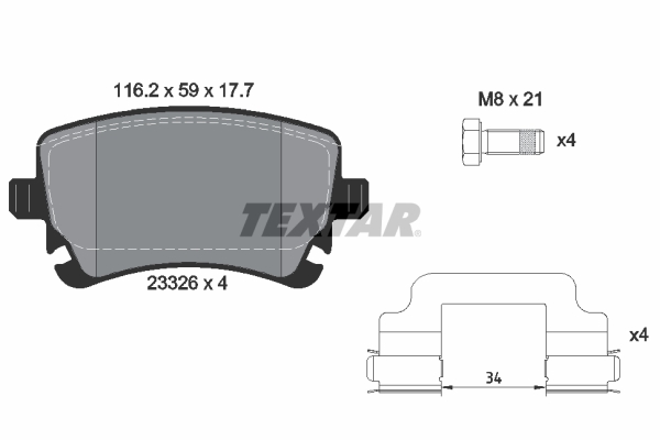 TEXTAR 2332607 Q+ Bremsbelagsatz, Scheibenbremse