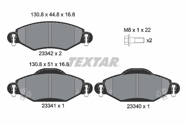 TEXTAR 2334001 Bremsbelagsatz, Scheibenbremse
