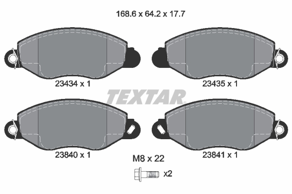 TEXTAR 2343401 Bremsbelagsatz, Scheibenbremse