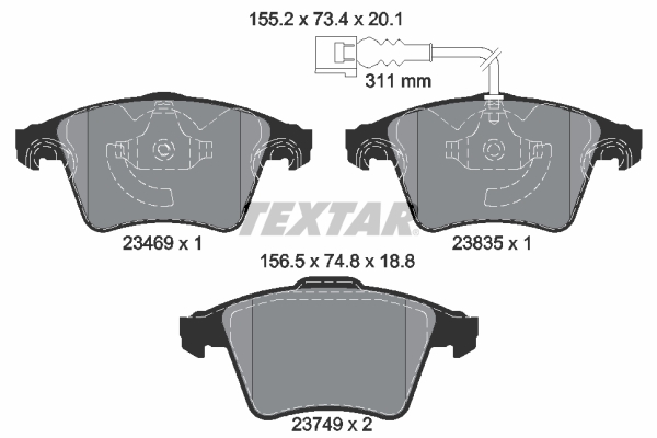 TEXTAR 2346901 Q+ Bremsbelagsatz, Scheibenbremse