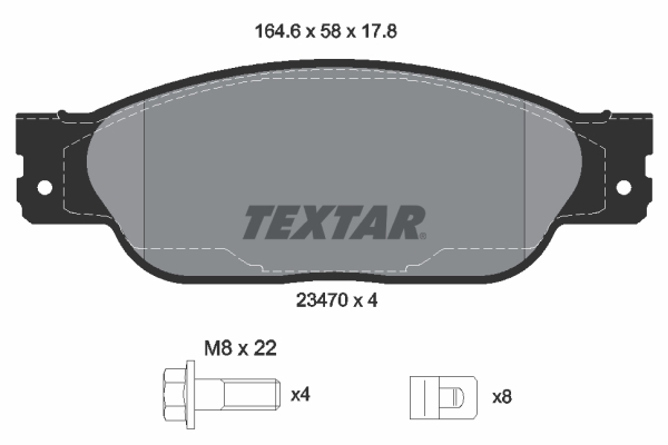 TEXTAR 2347001 Bremsbelagsatz, Scheibenbremse