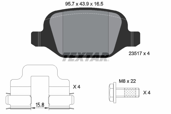 TEXTAR 2351703 Bremsbelagsatz, Scheibenbremse