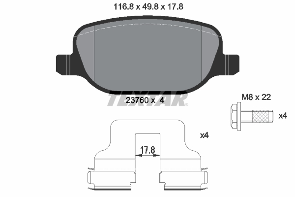 TEXTAR 2376002 Bremsbelagsatz, Scheibenbremse
