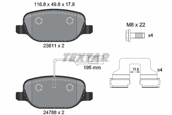TEXTAR 2381101 Q+ Bremsbelagsatz, Scheibenbremse